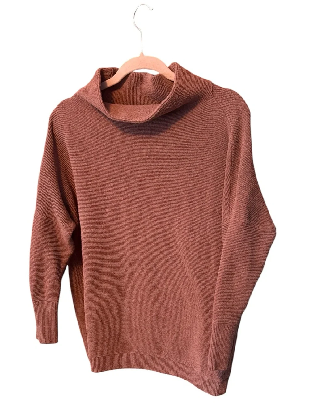 Free People Ottoman Slouchy Tunic Top Sweatshirt Extra Small Nutmeg Brown
